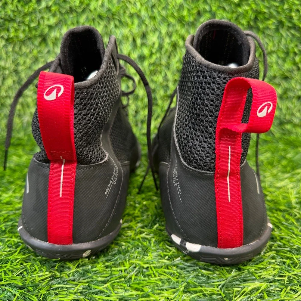 Decathlon Boxing Shoes Mens 12 Black Red High Top Training Boots Domyos BS500